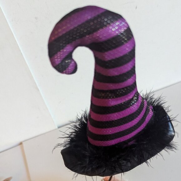 NWT Purple Striped Mini Witch Hat Floral Pick Ashland Halloween Decor Suess Goth - Picture 5 of 10